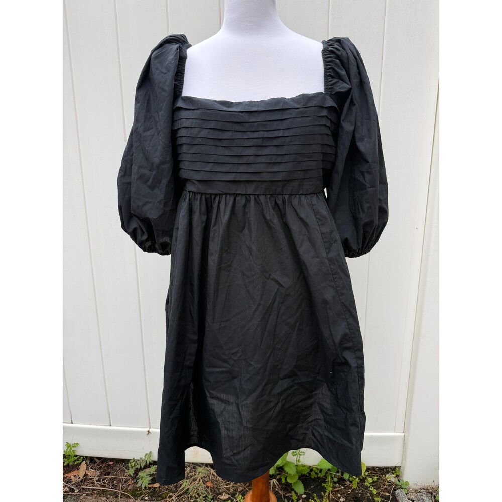 Abercrombie & Fitch Dress Emerson Poplin Puff Sleeve Size XL - Picture 2 of 10